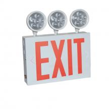  NEX-751-LED/R3 - NYC Approved Steel LED Exit with Three 9W Adjustable Heads, Battery Backup, Red