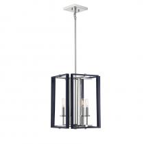  3-8881-4-174 - Champlin 4-Light Pendant in Navy with Polished Nickel Accents