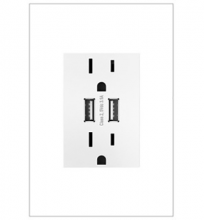  ARTRUSB153W4WP - adorne® Dual-USB Outlet with Gloss White Wall Plate, White