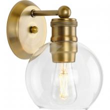  P300049-163 - Hansford Collection One-Light Vintage Brass Clear Glass Farmhouse Bath Vanity Light