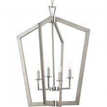  P500378-009 - Galloway Collection Four-Light 30" Brushed Nickel Modern Farmhouse Foyer Light with Grey Washed