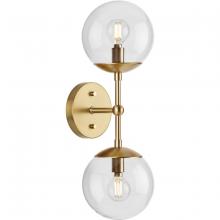  P710114-109 - Atwell Collection Two-Light Brushed Bronze Mid-Century Modern Wall Sconce