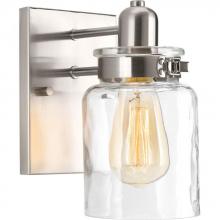  P300045-009 - Calhoun Collection One-Light Brushed Nickel Clear Glass Farmhouse Bath Vanity Light