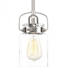  P500055-009 - Calhoun Collection One-Light Brushed Nickel Clear Glass Farmhouse Mini-Pendant Light