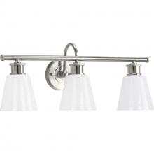  P300316-009 - Ashford Collection Three-Light Brushed Nickel and Opal Glass Farmhouse Style Bath Vanity Wall Light