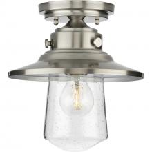  P550094-135 - Tremont Collection One-Light Stainless Steel and Clear Seeded Glass Farmhouse Style Ceiling Light