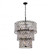  345C13CBHG - Windsor 13-Lt 3-Tier Crystal Chandelier - Carbon/Havana Gold