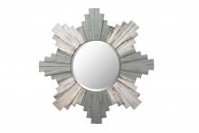  405A50 - Sunburst 32" Framed Beveled Wood Mirror - Grey/Whitewash