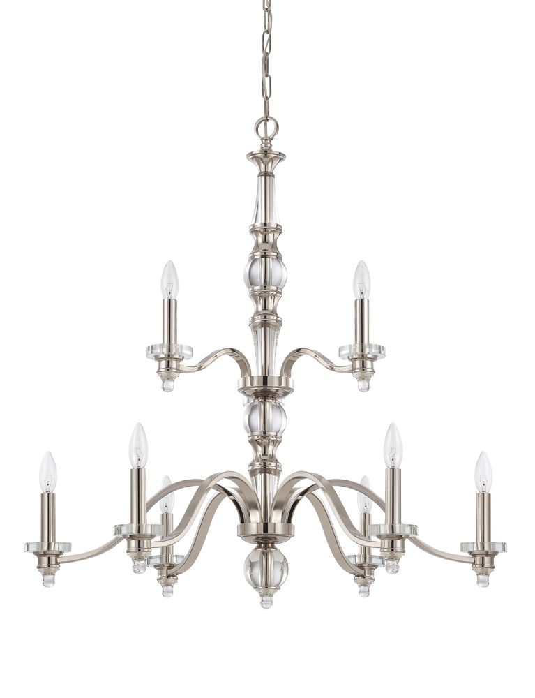 Laurent 9 Light Chandelier in Polished Nickel