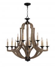  35112-WP - Winton 12 Light Chandelier in Weathered Pine/Bronze