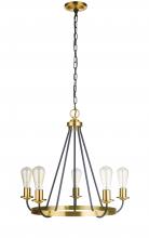  50325-FBSB - Randolph 5 Light Chandelier in Flat Black/Satin Brass