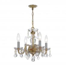  1064-PB-CL-SAQ - Traditional Crystal 4 Light Spectra Crystal Polished Brass Mini Chandelier