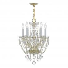  1129-PB-CL-S - Traditional Crystal 5 Light Swarovski Strass Crystal Polished Brass Mini Chandelier