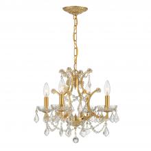  4454-GA-CL-S - Filmore 4 Light Swarovski Strass Crystal Antique Gold Mini Chandelier