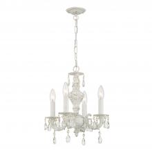  5024-AW-CL-S - Paris Market 4 Light Swarovski Strass Crystal Antique White Mini Chandelier