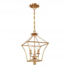  514-GA - Broche 3 Light Antique Gold Mini Chandelier