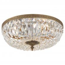  716-OB-CL-SAQ - Crystorama 3 Light Spectra Crystal Olde Brass Flush Mount