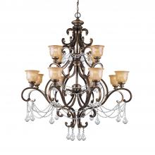  7512-BU-CL-SAQ - Norwalk 12 Light Spectra Crystal Bronze Umber Chandelier