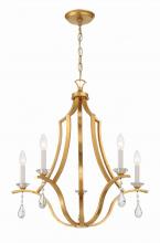  PER-10405-GA - Perry 5 Light Antique Gold Chandelier