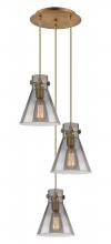  113-410-1PS-BB-G411-8SM - Newton Cone - 3 Light - 16 inch - Brushed Brass - Multi Pendant