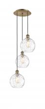  113B-3P-AB-G1215-8 - Athens Water Glass - 3 Light - 15 inch - Antique Brass - Cord hung - Multi Pendant