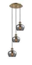  113B-3P-AB-G93 - Fenton - 3 Light - 13 inch - Antique Brass - Cord Hung - Multi Pendant