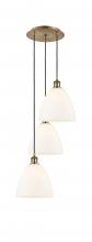  113B-3P-AB-GBD-91 - Bristol - 3 Light - 16 inch - Antique Brass - Cord Hung - Multi Pendant