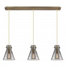  123-410-1PS-BB-G411-8SM - Newton Cone - 3 Light - 40 inch - Brushed Brass - Linear Pendant