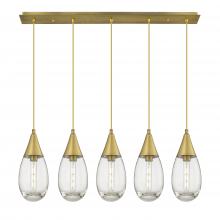  125-450-1P-BB-G450-6CL - Malone - 5 Light - 38 inch - Brushed Brass - Linear Pendant