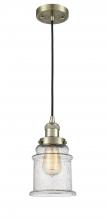  201C-AB-G184-LED - Canton - 1 Light - 6 inch - Antique Brass - Cord hung - Mini Pendant