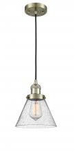  201C-AB-G44-LED - Cone - 1 Light - 8 inch - Antique Brass - Cord hung - Mini Pendant