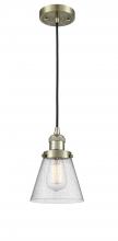  201C-AB-G64-LED - Cone - 1 Light - 6 inch - Antique Brass - Cord hung - Mini Pendant