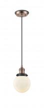  201CBP-ACBK-G201-6 - Beacon - 1 Light - 6 inch - Antique Copper - Cord hung - Mini Pendant