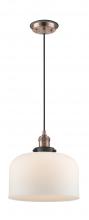  201CBP-ACBK-G71-L - Bell - 1 Light - 12 inch - Antique Copper - Cord hung - Mini Pendant