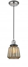  201CBP-PNBK-G146 - Chatham - 1 Light - 7 inch - Polished Nickel - Cord hung - Mini Pendant