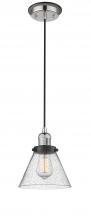  201CBP-PNBK-G44 - Cone - 1 Light - 8 inch - Polished Nickel - Cord hung - Mini Pendant