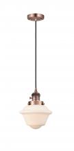  201CSW-AC-G531-LED - Oxford - 1 Light - 7 inch - Antique Copper - Cord hung - Mini Pendant