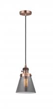  201CSW-AC-G63-LED - Cone - 1 Light - 6 inch - Antique Copper - Cord hung - Mini Pendant