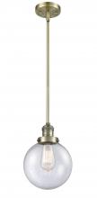  201S-AB-G204-8-LED - Beacon - 1 Light - 8 inch - Antique Brass - Stem Hung - Mini Pendant