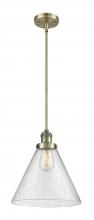  201S-AB-G44-L-LED - Cone - 1 Light - 12 inch - Antique Brass - Stem Hung - Mini Pendant