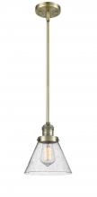  201S-AB-G44-LED - Cone - 1 Light - 8 inch - Antique Brass - Stem Hung - Mini Pendant