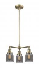  207-AB-G53-LED - Bell - 3 Light - 19 inch - Antique Brass - Stem Hung - Chandelier