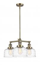  207-AB-G713-LED - Bell - 3 Light - 22 inch - Antique Brass - Stem Hung - Chandelier