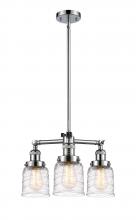  207-PC-G513-LED - Bell - 3 Light - 19 inch - Polished Chrome - Stem Hung - Chandelier