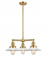  207-SG-G1-LED - Halophane - 3 Light - 22 inch - Satin Gold - Stem Hung - Chandelier