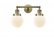  208-AB-G201-6-LED - Beacon - 2 Light - 17 inch - Antique Brass - Bath Vanity Light