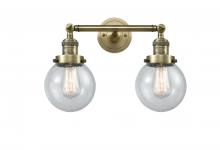  208-AB-G204-6-LED - Beacon - 2 Light - 17 inch - Antique Brass - Bath Vanity Light