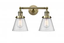  208-AB-G64-LED - Cone - 2 Light - 16 inch - Antique Brass - Bath Vanity Light