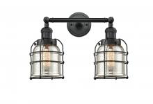  208-BK-G58-CE-LED - Bell Cage - 2 Light - 16 inch - Matte Black - Bath Vanity Light