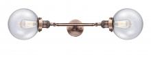  208L-AC-G204-8-LED - Beacon - 2 Light - 8 inch - Antique Copper - Bath Vanity Light